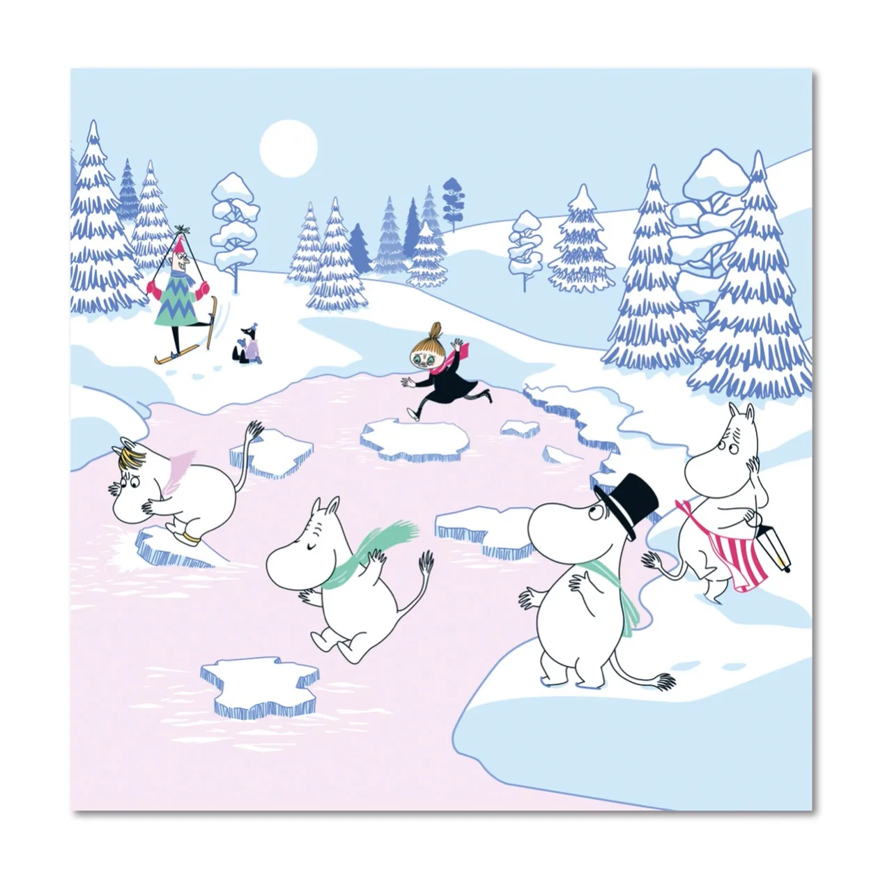 Mumin Serviette Winter 2022 33 x 33cm 20-pack, Blau-Weiß-Rosa Opto Design