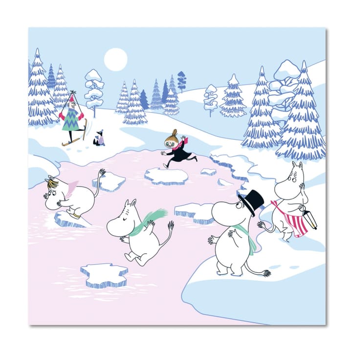 Mumin Serviette Winter 2022 33 x 33cm 20-pack - Blau-Weiß-Rosa - Opto Design