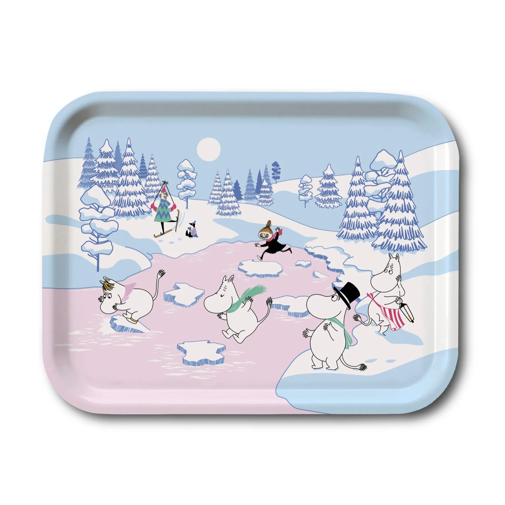 Mumin Tablett Winter 2022 20 x 27cm, Blau-Weiß-Rosa Opto Design
