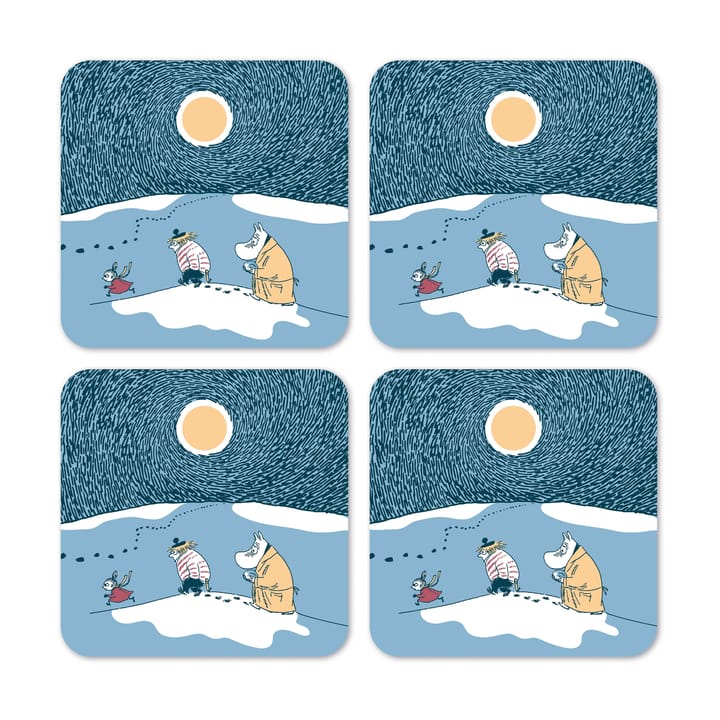 Snow Moonlight Mumin Glasuntersetzer Winter 2021 4er Pack - 9 x 9cm - Opto Design