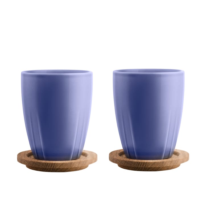 Bruk Tasse mit Holzdeckel 2er Pack - blau - Orrefors