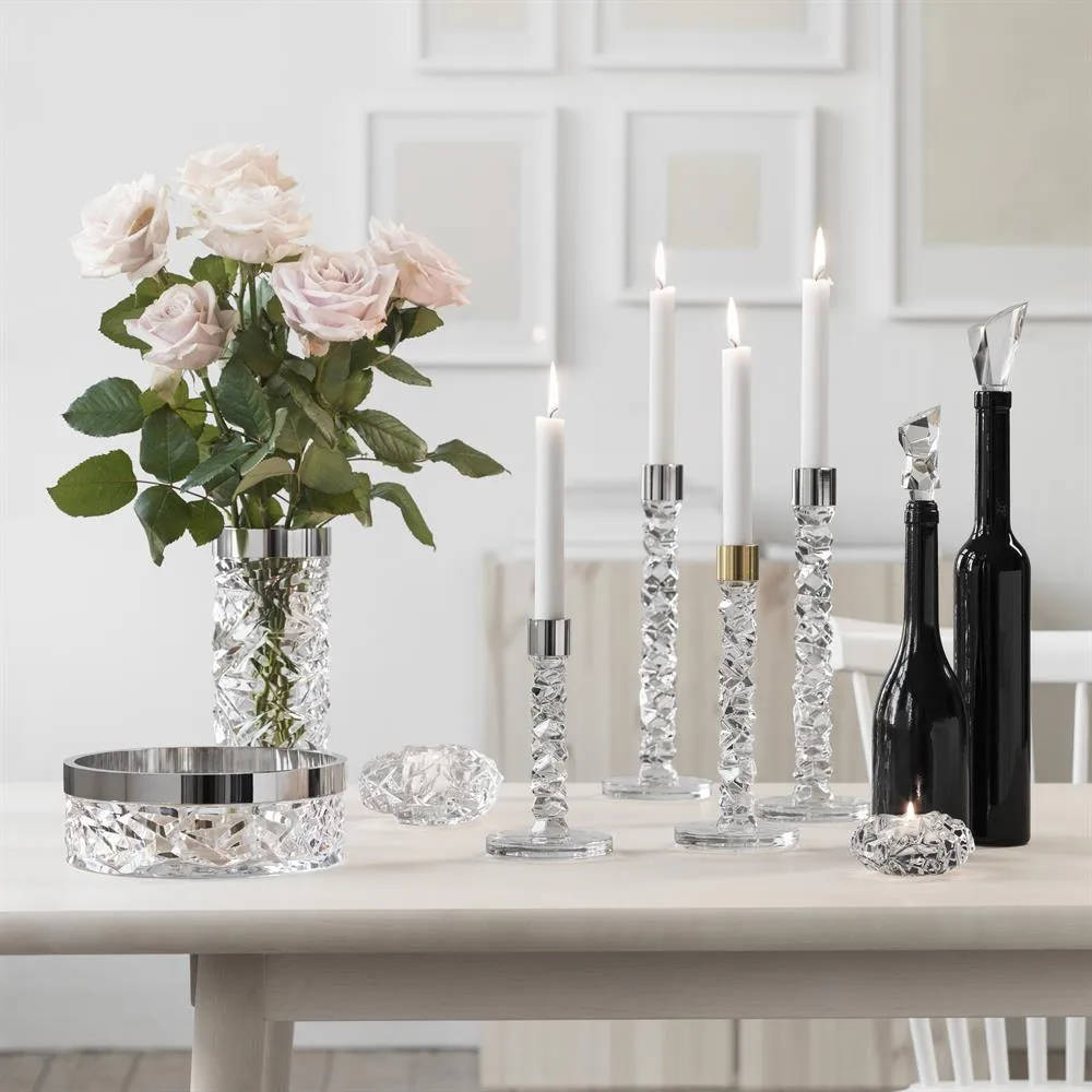 Orrefors Carat Kerzenständer-Paar – 24,9 Cm, Geschliffenes Kristall-Design