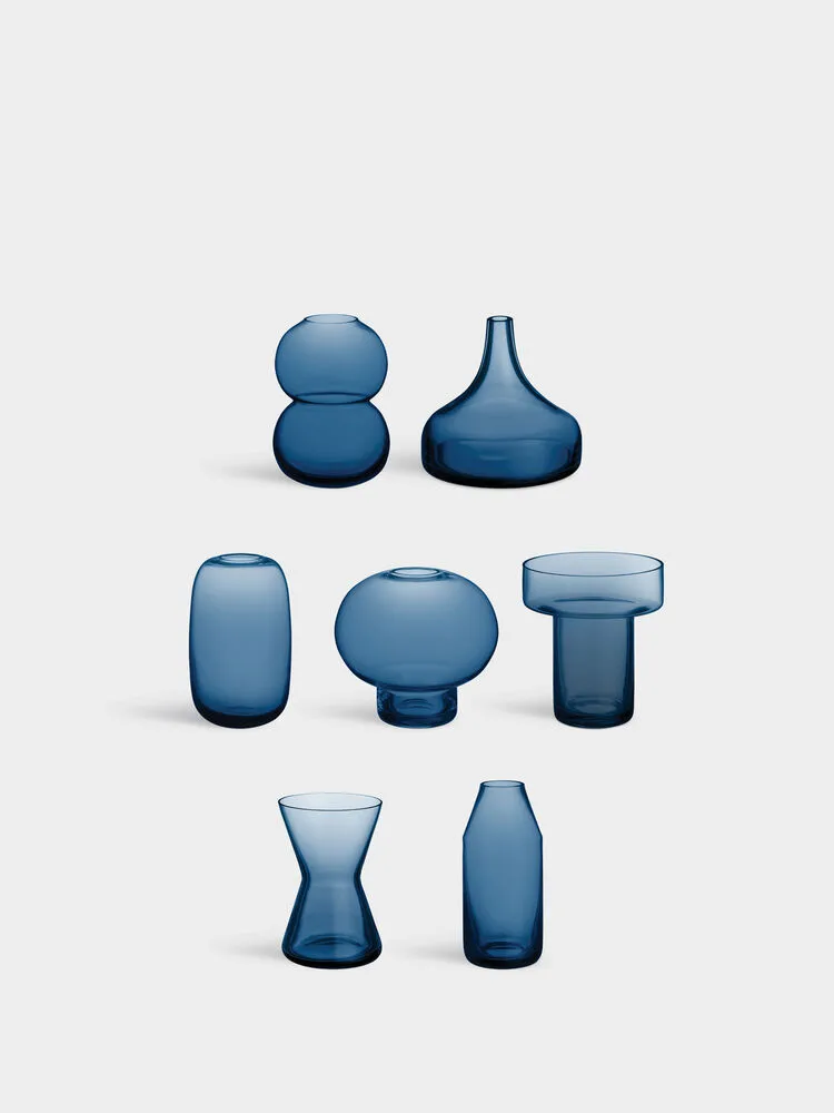 Midsummer Mini-Vasen 7 Teile, Mitternachtsblau Orrefors