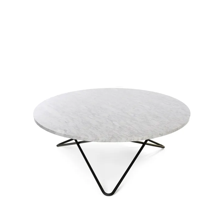 Large O Table Couchtisch - Marmor carrara, Gestell schwarz lackiert - OX Denmarq