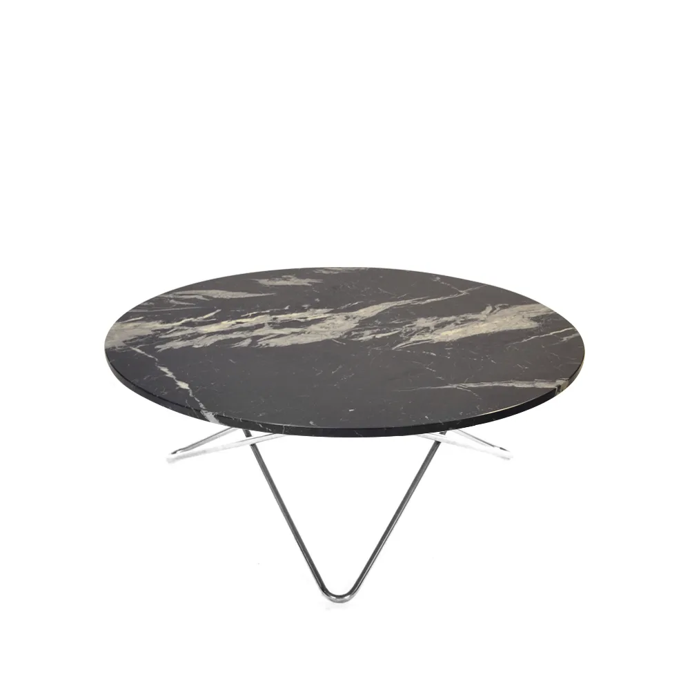Large O Table Couchtisch, Marmor marquina matt, Edelstahlgestell OX Denmarq