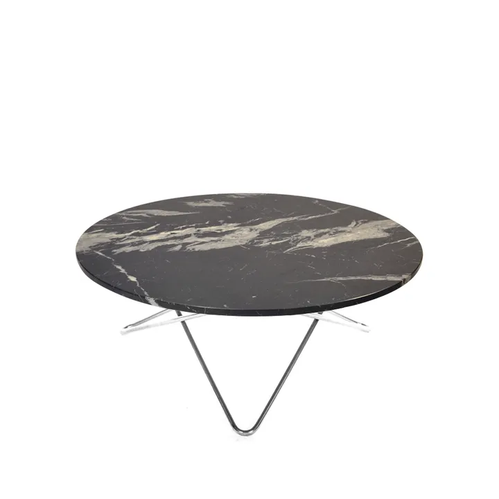 Large O Table Couchtisch - Marmor marquina matt, Edelstahlgestell - OX Denmarq
