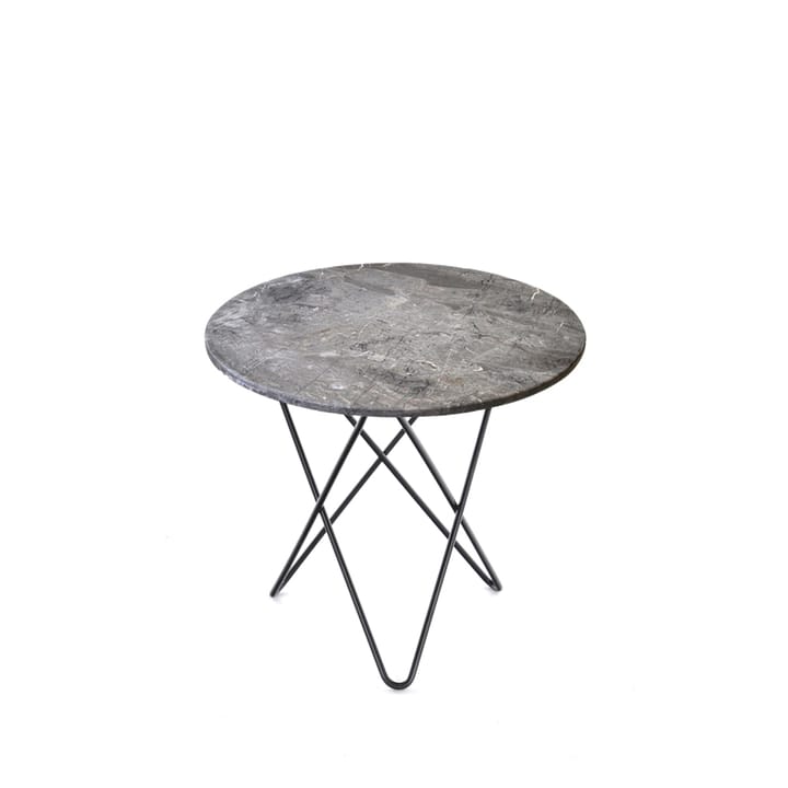 Mini O Table Beistelltisch - Marmor Grau  ,Gestell schwarz lackiert - OX Denmarq