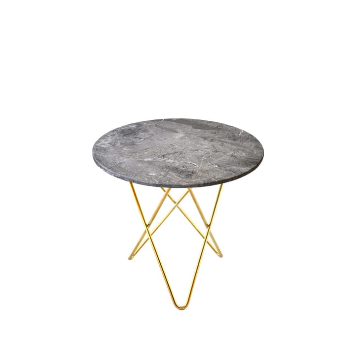 Mini O Table Beistelltisch - Marmor Grau  , Messinggestell - OX Denmarq