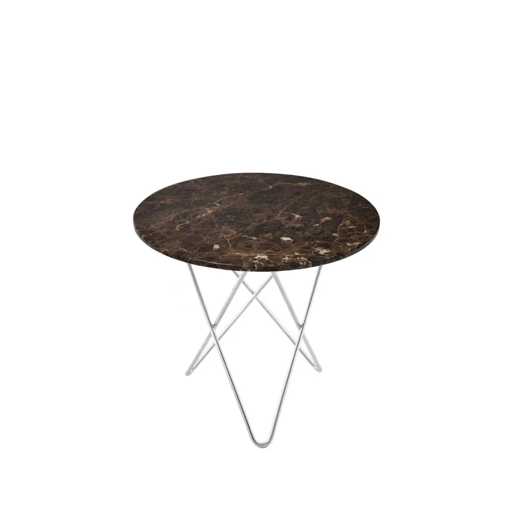 Mini O Table Couchtisch, Marmor Braun, Edelstahlgestell OX Denmarq