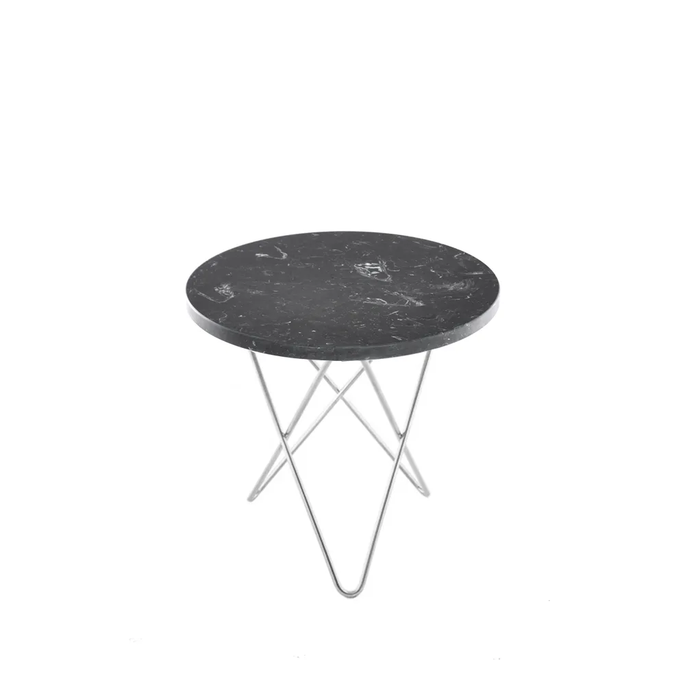 Mini O Table Couchtisch, Marmor marquina, Edelstahlgestell OX Denmarq