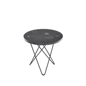 Mini O Table Couchtisch - Marmor marquina, Schwarz lackiertes Gestell - OX Denmarq