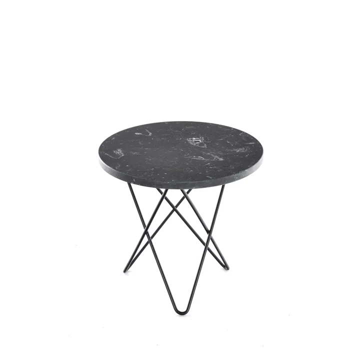 Mini O Table Couchtisch - Marmor marquina, Schwarz lackiertes Gestell - OX Denmarq