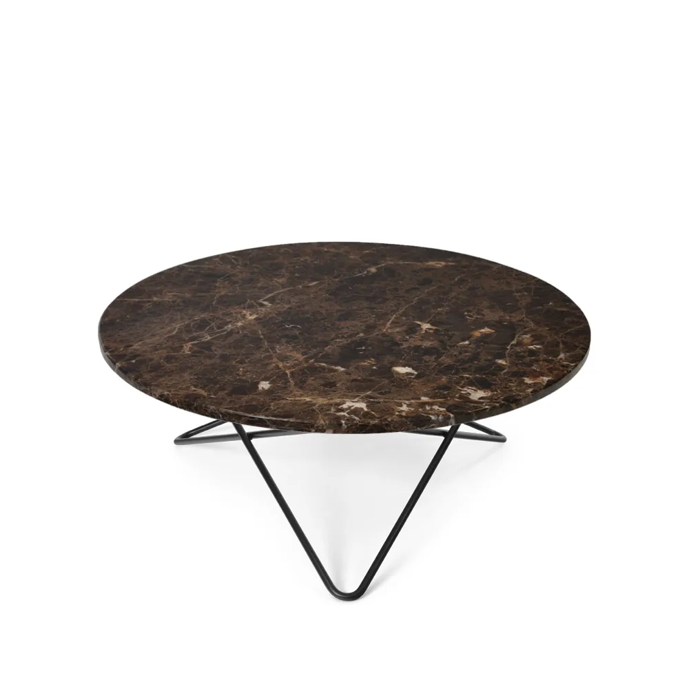 O Table Beistelltisch, Marmor Braun, Gestell schwarz lackiert OX Denmarq