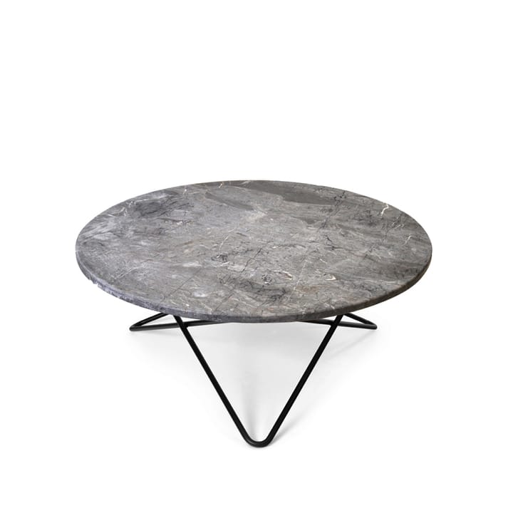 O Table Beistelltisch - Marmor Grau  , Gestell schwarz lackiert - OX Denmarq
