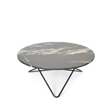 O Table Couchtisch - Marmor Schwarz, Schwarz lackiertes Gestell - OX Denmarq