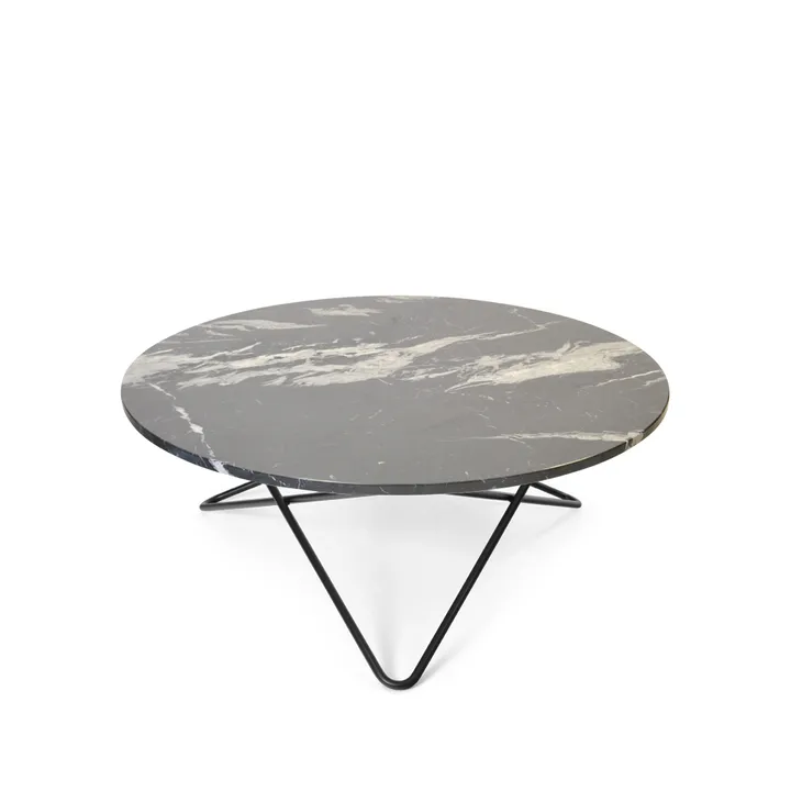 O Table Couchtisch - Marmor Schwarz, Schwarz lackiertes Gestell - OX Denmarq