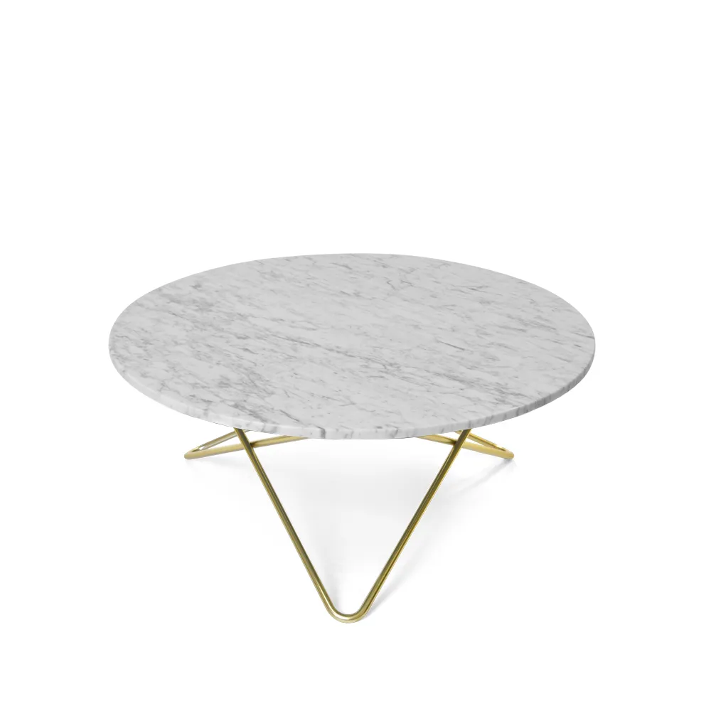 O Table Couchtisch, Marmor Weiß, Messinggestell OX Denmarq