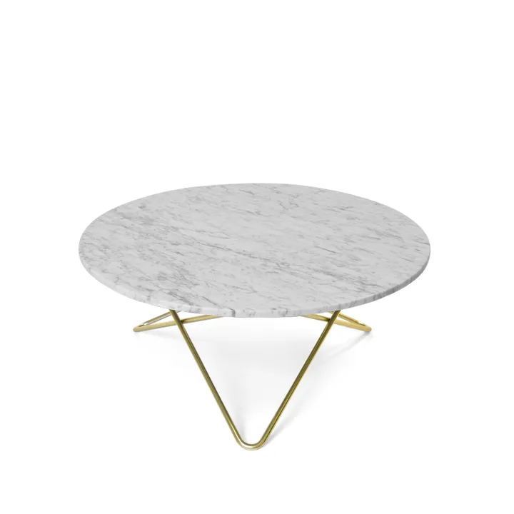 O Table Couchtisch - Marmor Weiß, Messinggestell - OX Denmarq