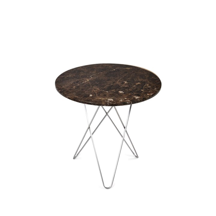 Tall Mini O Table Beistelltisch - Marmor Braun, Edelstahlgestell - OX Denmarq
