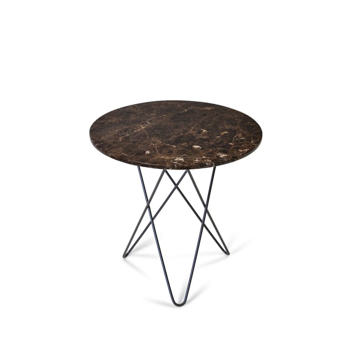 Tall Mini O Table Beistelltisch - Marmor Braun, Gestell schwarz lackiert - OX Denmarq