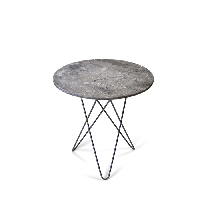 Tall Mini O Table Beistelltisch - Marmor Grau  , Gestell schwarz lackiert - OX Denmarq