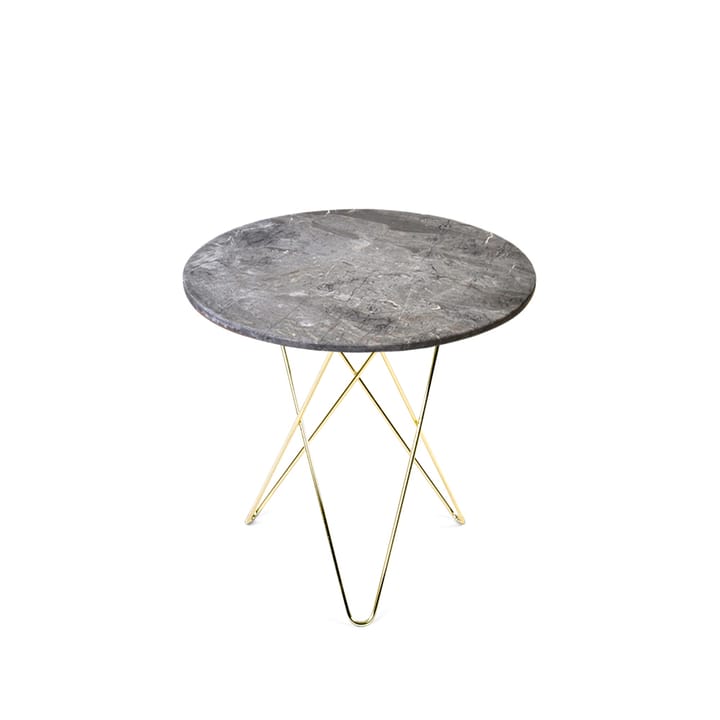 Tall Mini O Table Beistelltisch - Marmor Grau  , Messinggestell - OX Denmarq