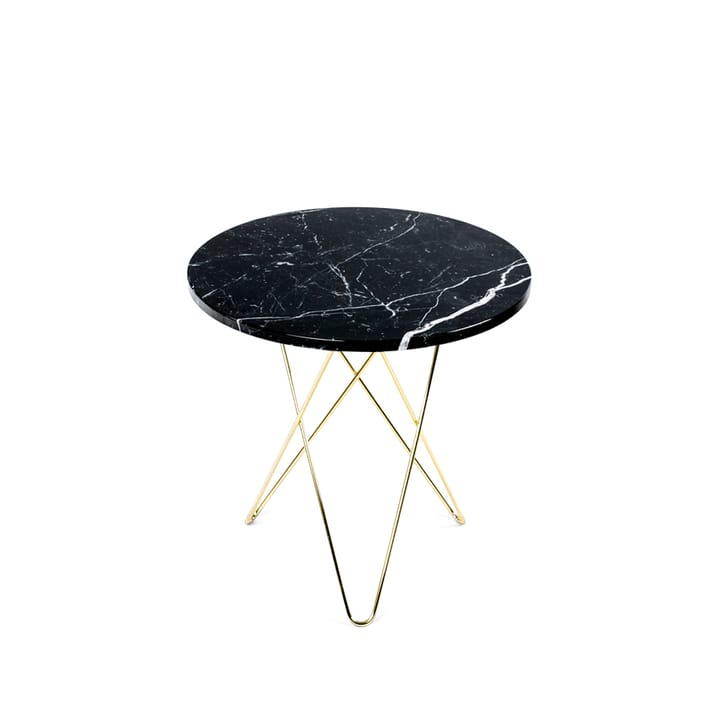 Tall Mini O Table Beistelltisch - Marmor Schwarz, Messinggestell - OX Denmarq