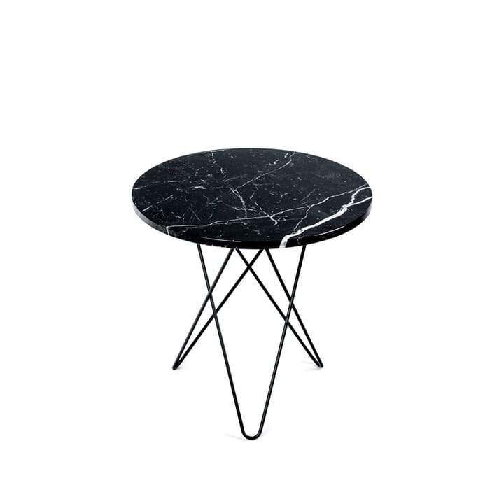 Tall Mini O Table Beistelltisch - Marmor Schwarz, Schwarz lackiertes Gestell - OX Denmarq