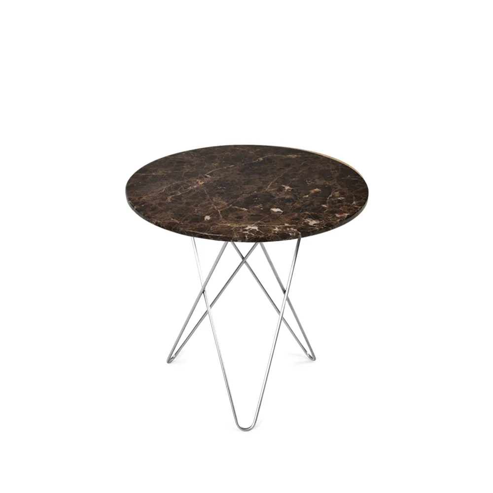 Tall Mini O Table Couchtisch, Marmor Braun, Edelstahlgestell OX Denmarq