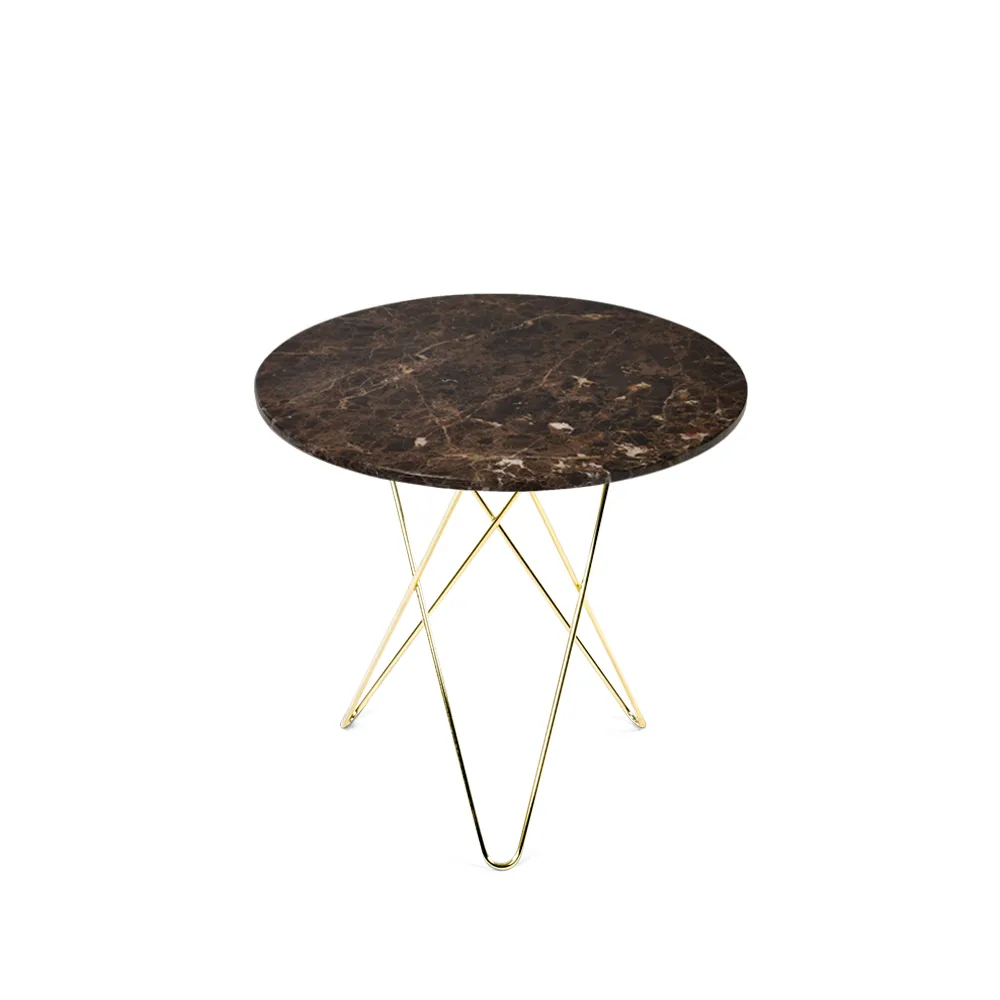 Tall Mini O Table Couchtisch, Marmor Braun, Messinggestell OX Denmarq
