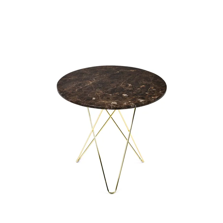 Tall Mini O Table Couchtisch - Marmor Braun, Messinggestell - OX Denmarq