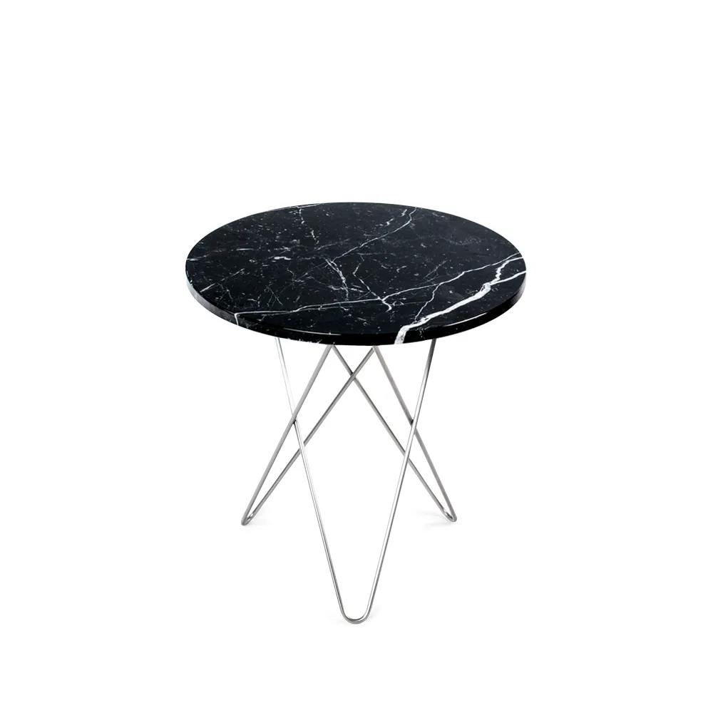 Tall Mini O Table Couchtisch, Marmor Schwarz, Edelstahlgestell OX Denmarq