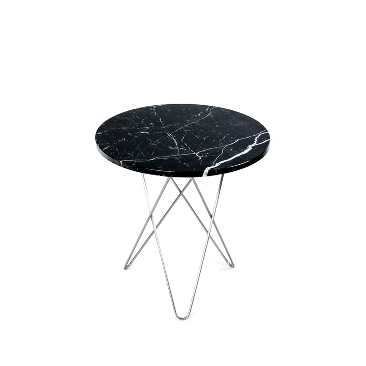 Tall Mini O Table Couchtisch - Marmor Schwarz, Edelstahlgestell - OX Denmarq