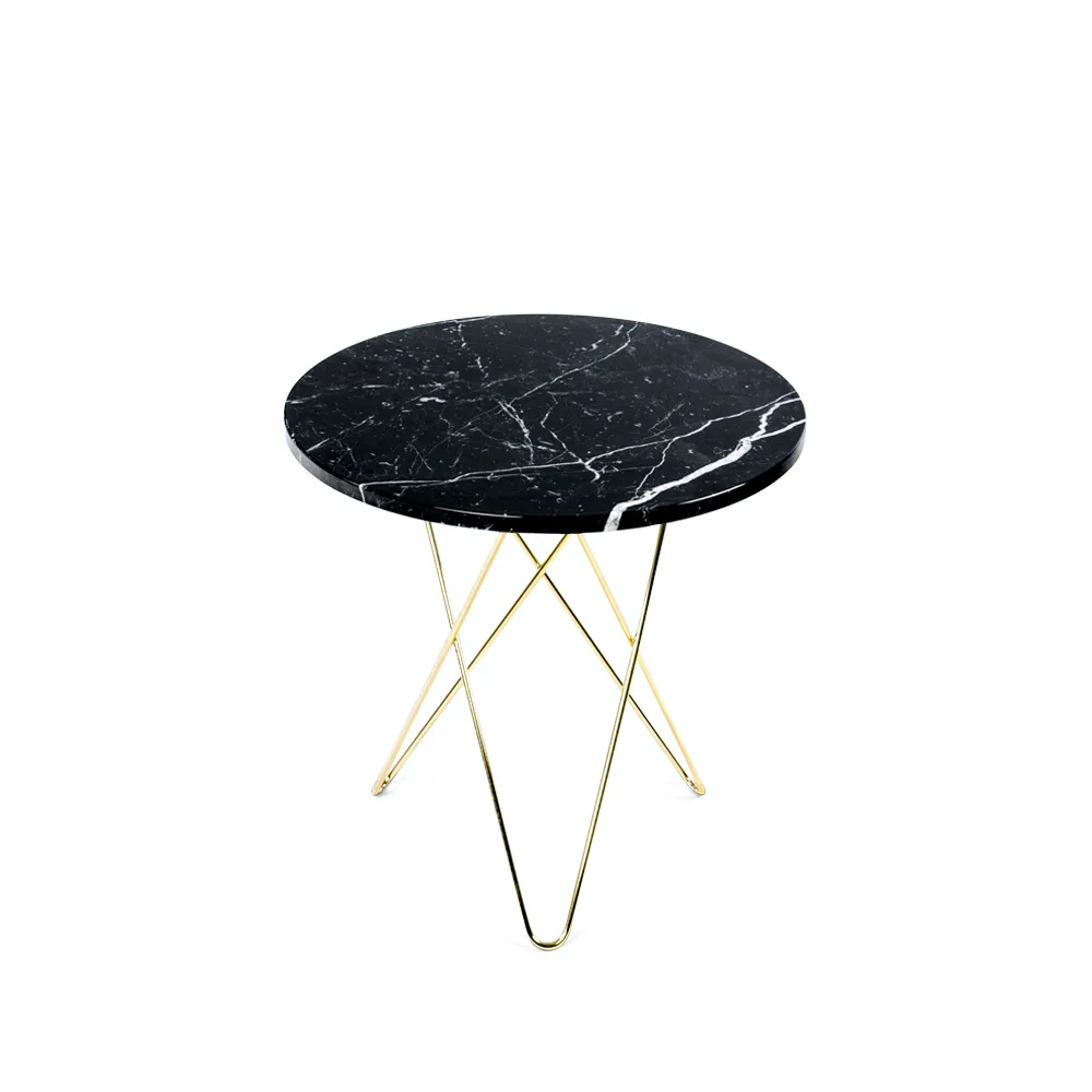 Tall Mini O Table Couchtisch, Marmor Schwarz, Messinggestell OX Denmarq
