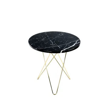 Tall Mini O Table Couchtisch - Marmor Schwarz, Messinggestell - OX Denmarq