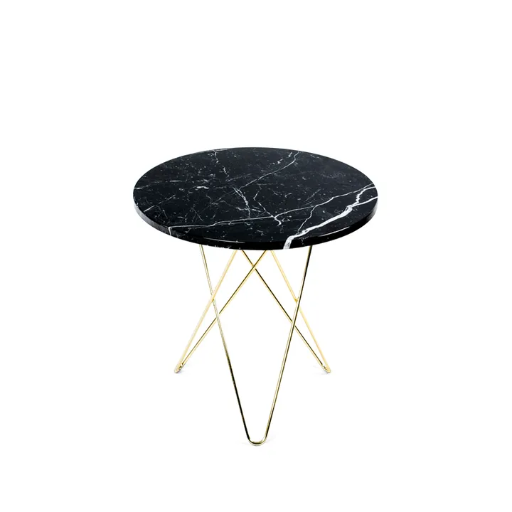 Tall Mini O Table Couchtisch - Marmor Schwarz, Messinggestell - OX Denmarq