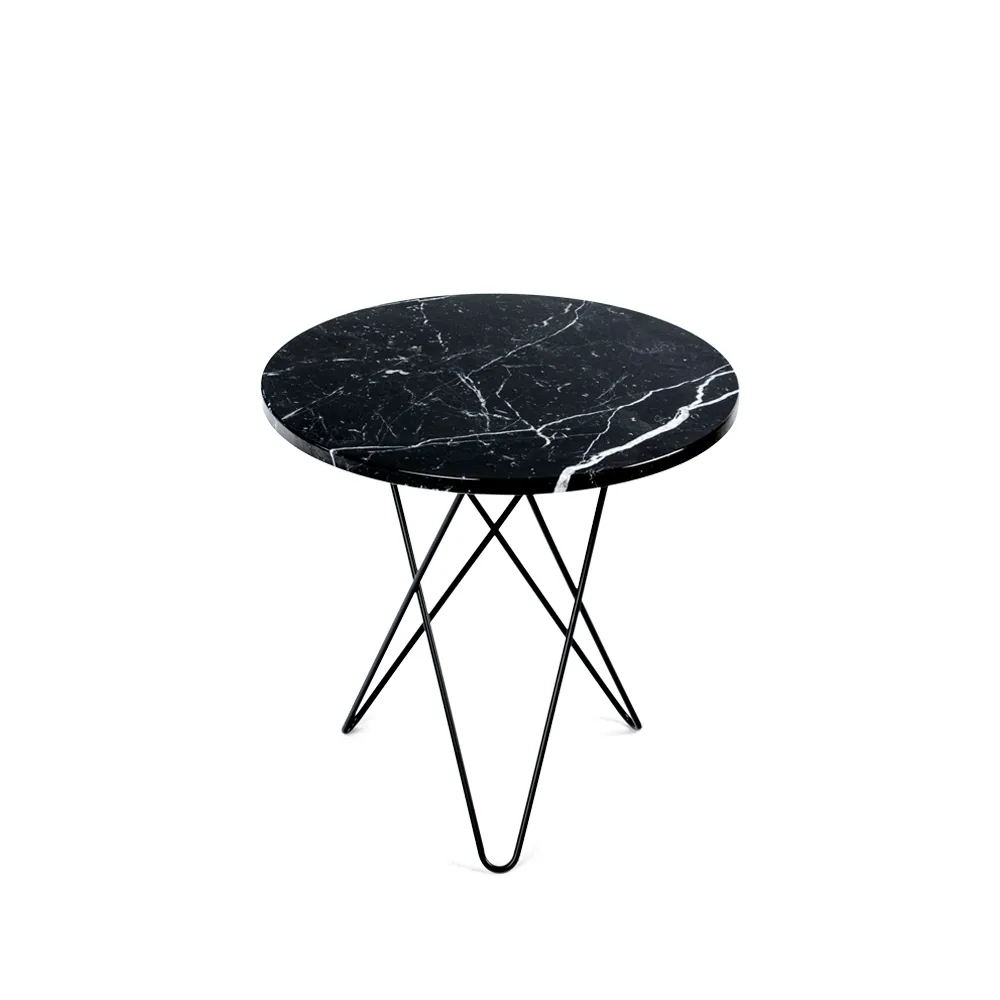 Tall Mini O Table Couchtisch, Marmor Schwarz, Schwarz lackiertes Gestell OX Denmarq