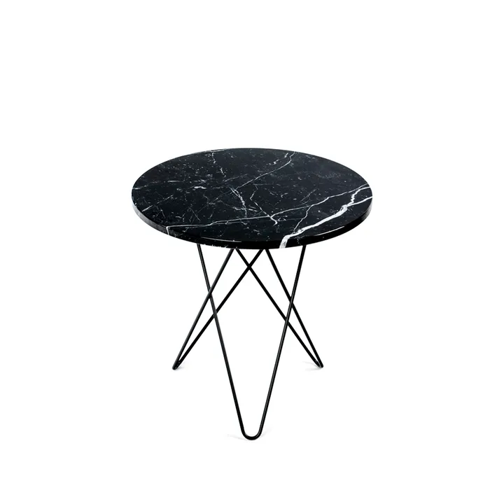 Tall Mini O Table Couchtisch - Marmor Schwarz, Schwarz lackiertes Gestell - OX Denmarq