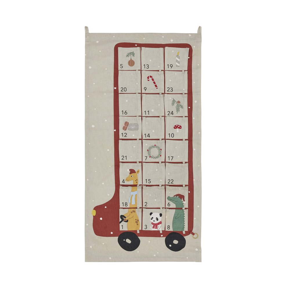 OYOY Buss Adventskalender 52x104 cm Clay-red