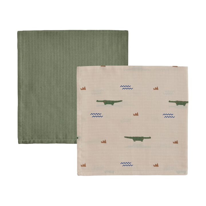 Crocodile Kinderdecke 2er-Pack - Beige-Olive Green - OYOY