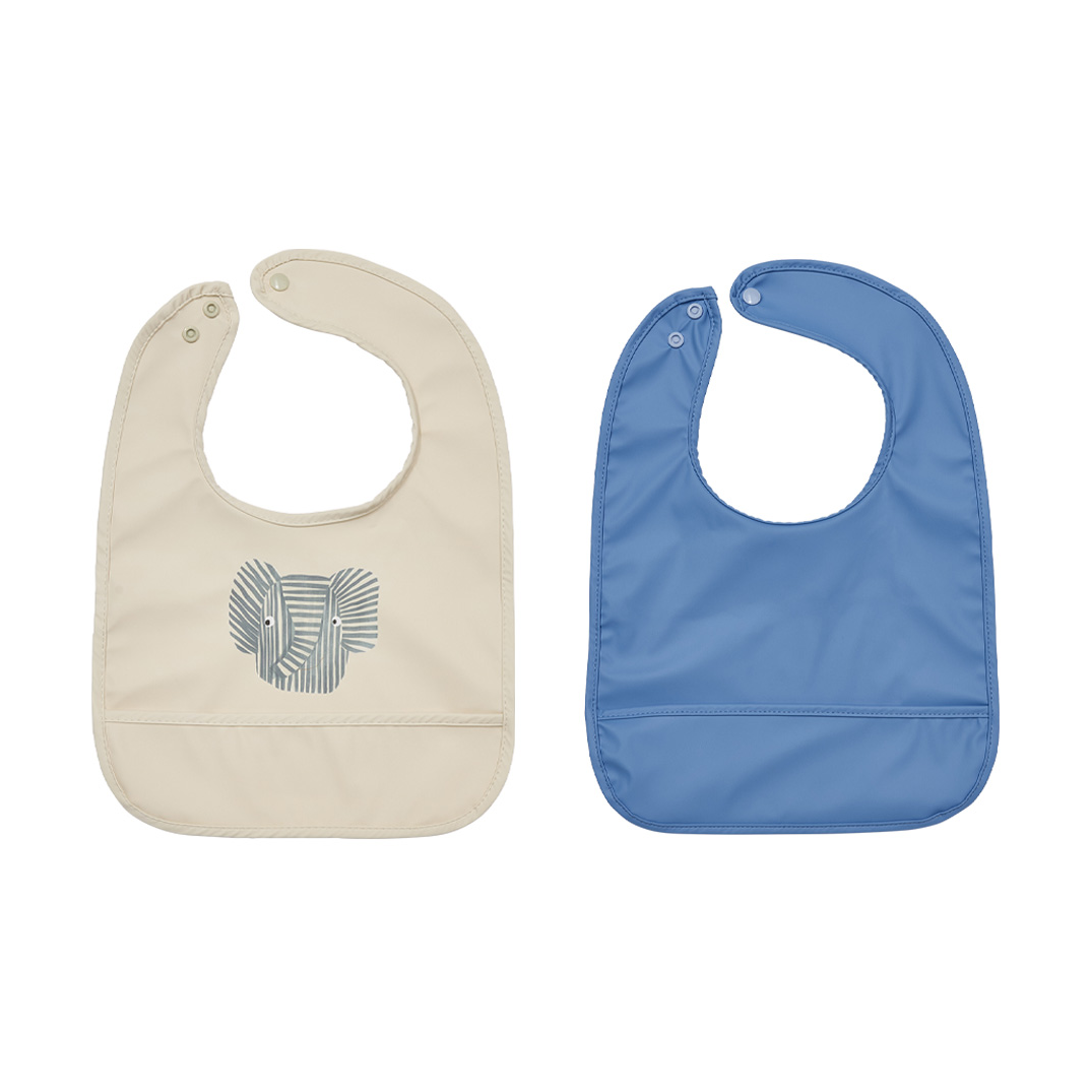OYOY Erik Elefant Lätzchen 2-teilig Beige-blau