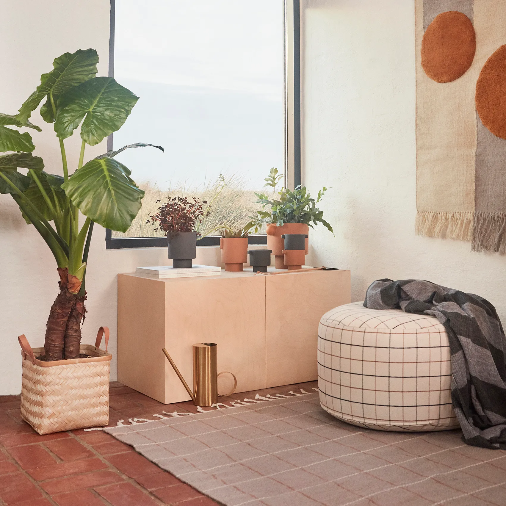 Grid Pouf Ø65cm, Off white OYOY