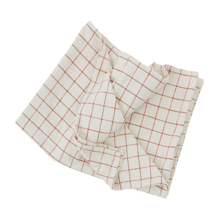 Grid Tischtuch 140 x 260cm - Offwhite-red - OYOY