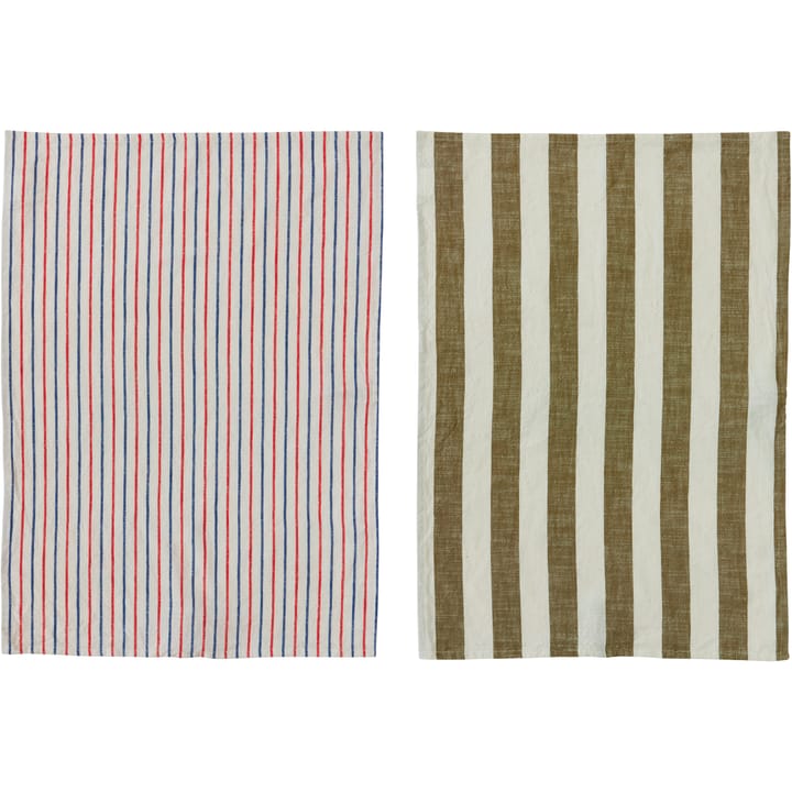 Kurin Geschirrtuch 50 x 70cm 2er Pack, Olive-offwhite OYOY