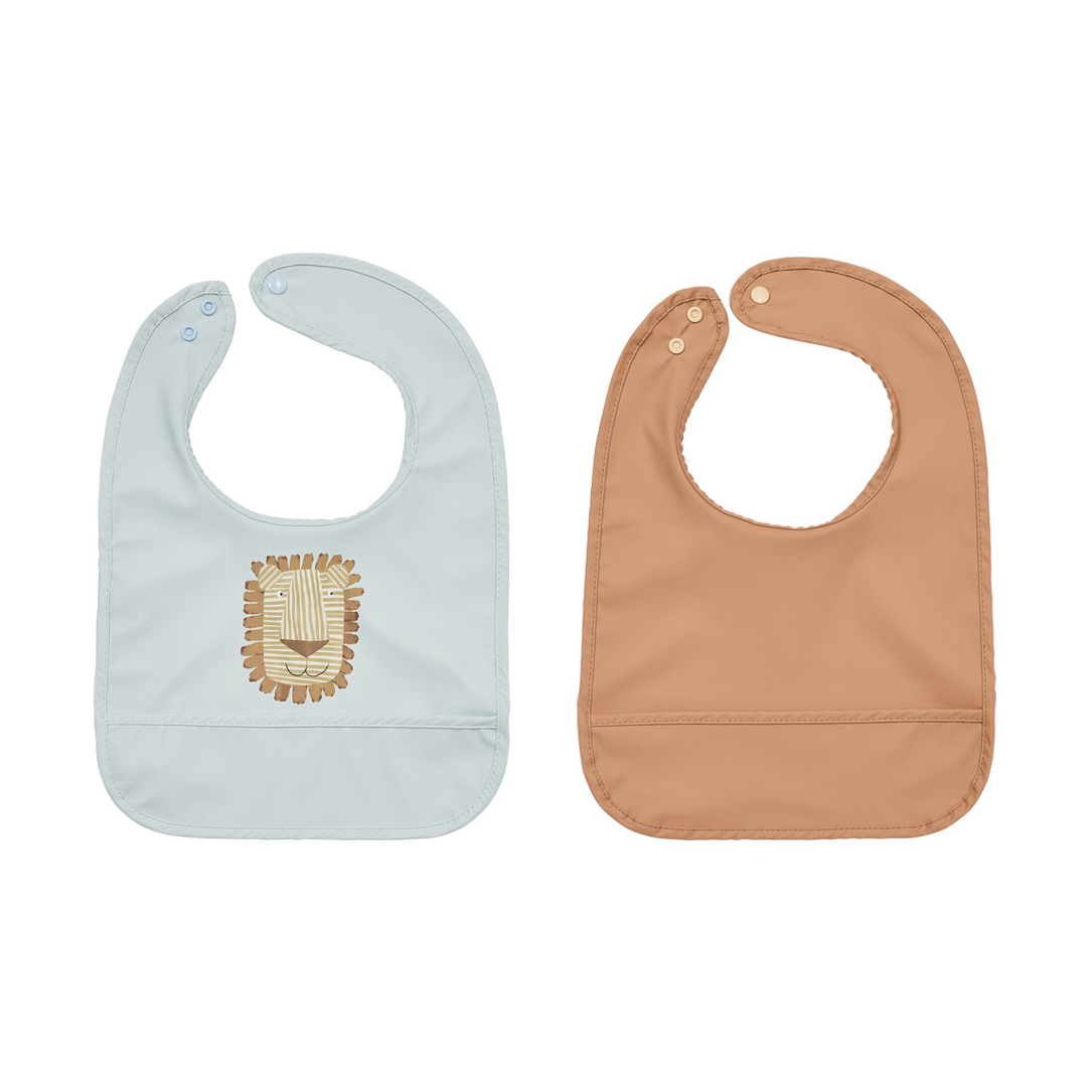 OYOY Lobo Lion Lätzchen 2-teilig Caramel-ice Blue