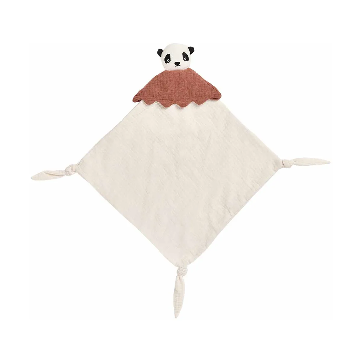 OYOY Lun Lun Panda Kuscheldecke 40x40 cm Offwhite