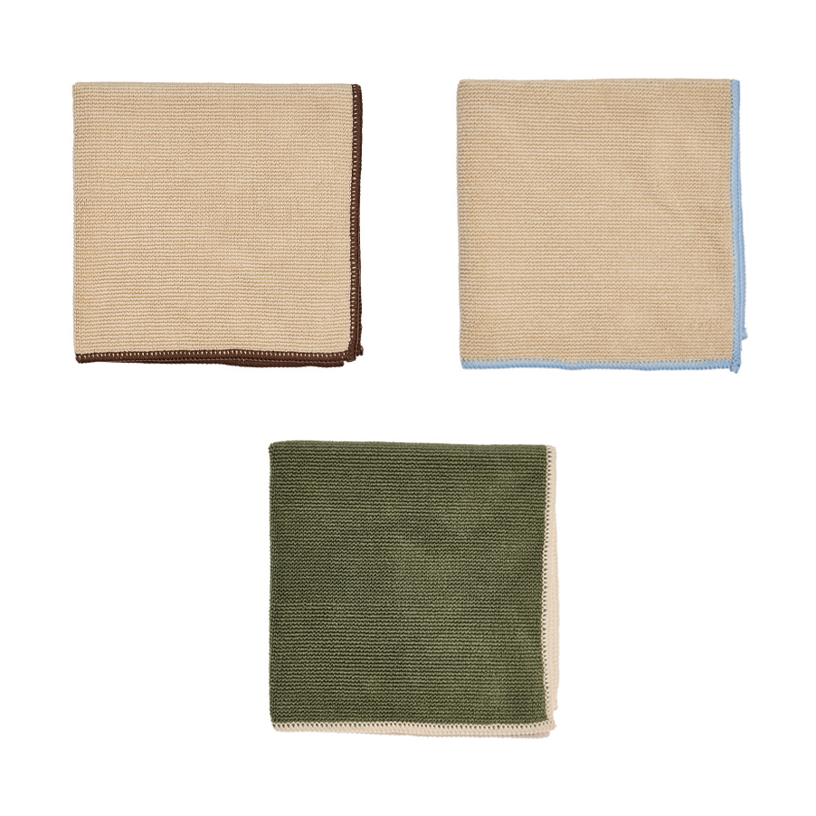 OYOY Mundus Mikrofasertuch 30x30 cm 3-teilig Camel-olive