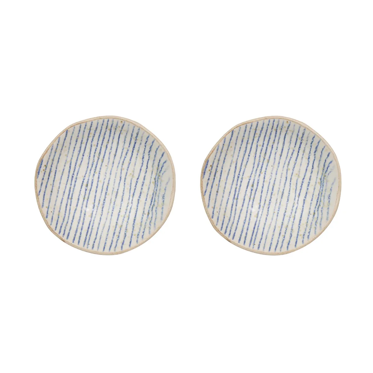 Nori striped Schale mini Ø8 cm 2er-Pack, Clay-optic Blue OYOY