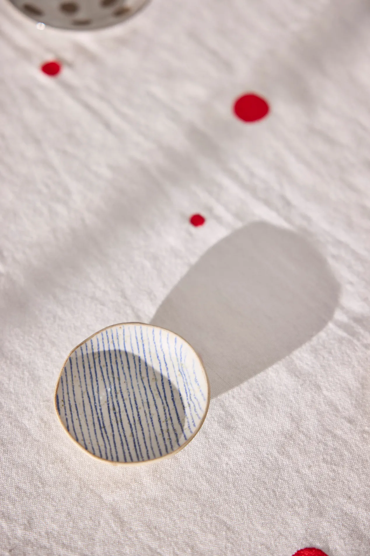 Nori striped Schale mini Ø8 cm 2er-Pack, Clay-optic Blue OYOY