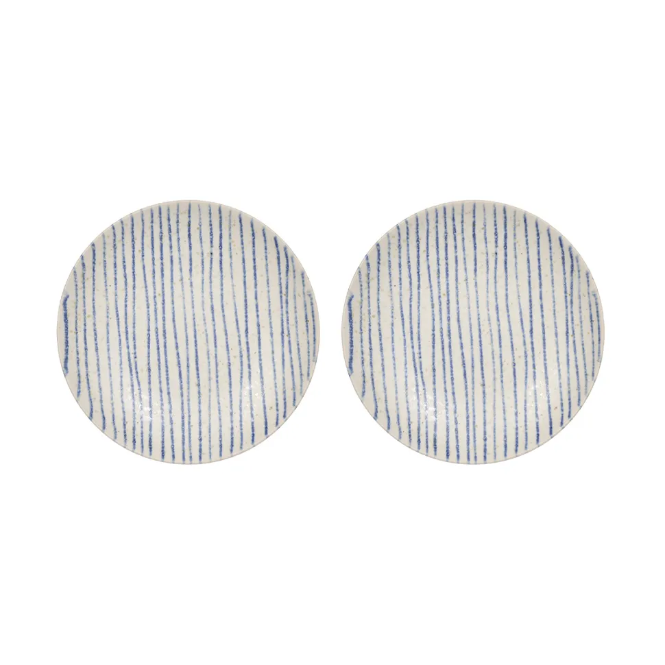 Nori striped Schale small Ø12,9 cm 2er-Pack, Clay-optic Blue OYOY